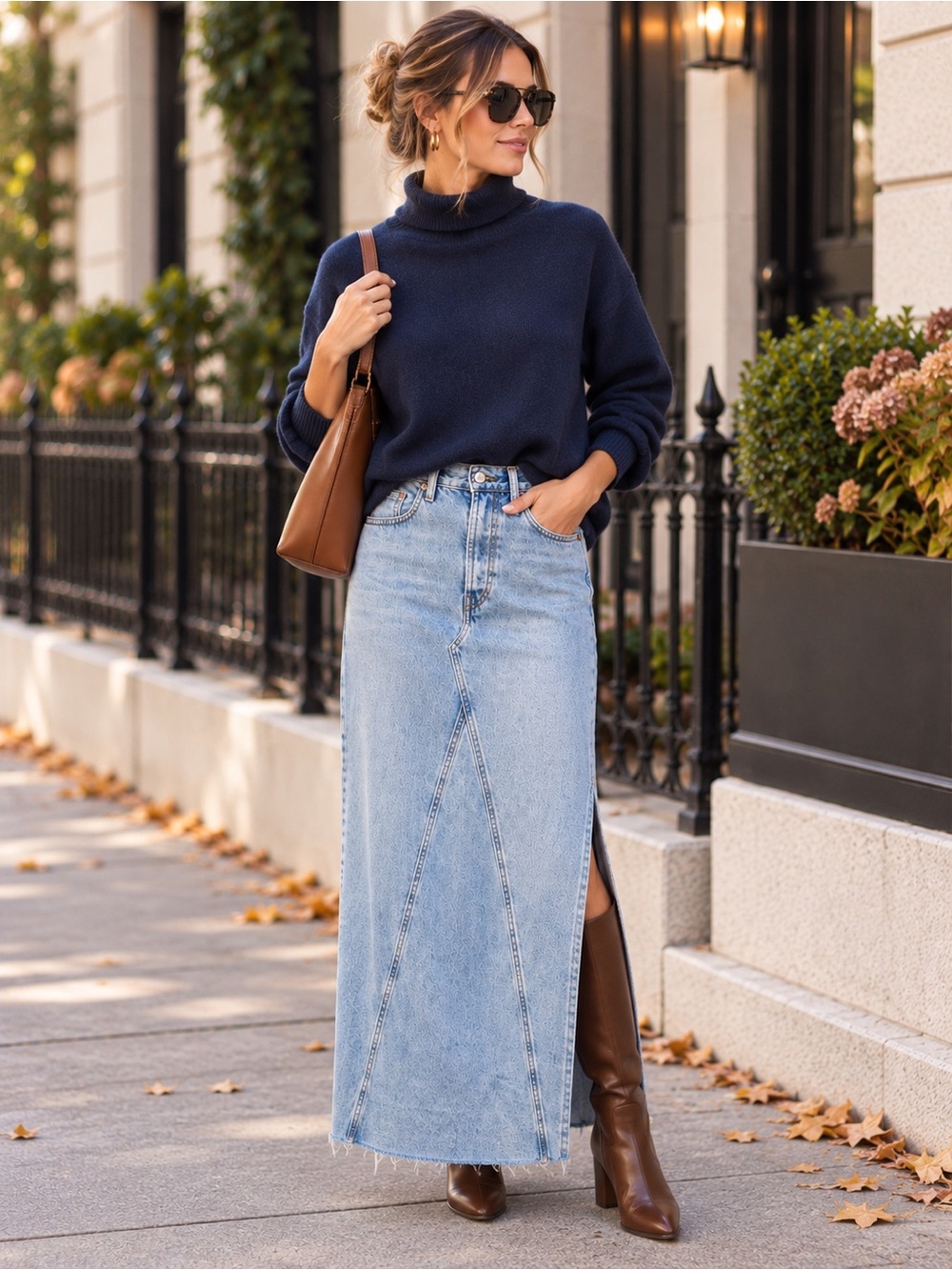 NWOT LEVI’S Light Wash Denim Maxi Skirt Size 24 Front Slit Raw Hem